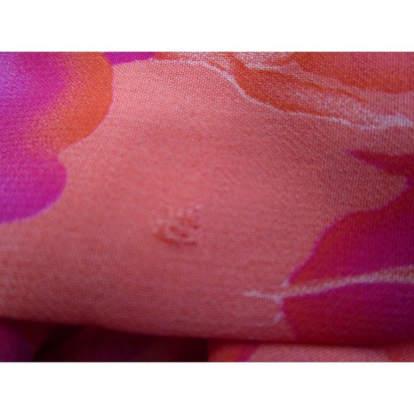 Natori Sheer Orange Purple Fuschia Scarf Print Lavender Lace Trim Robe Small - Picture 8 of 9